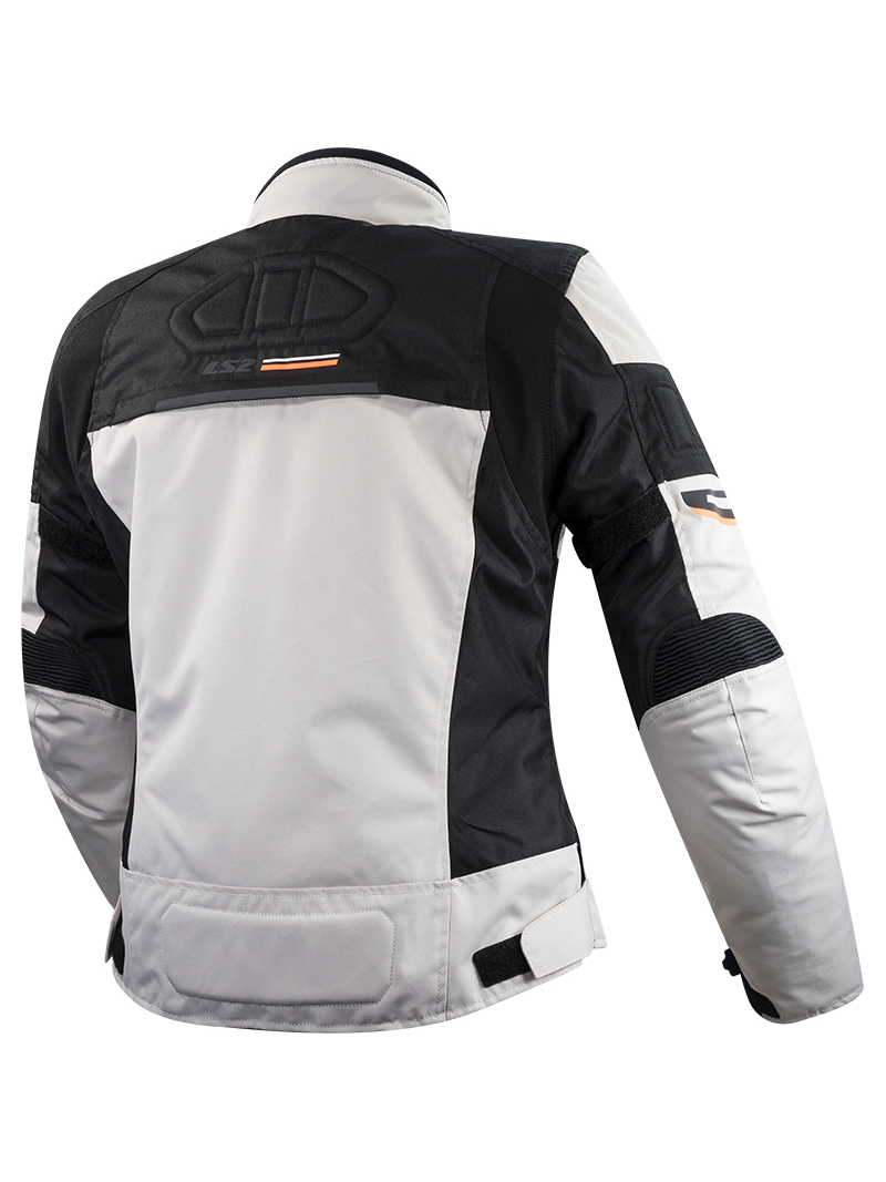 LS2 SHADOW LADY JACKET LIGHT GREY BLACK ORANGE 1