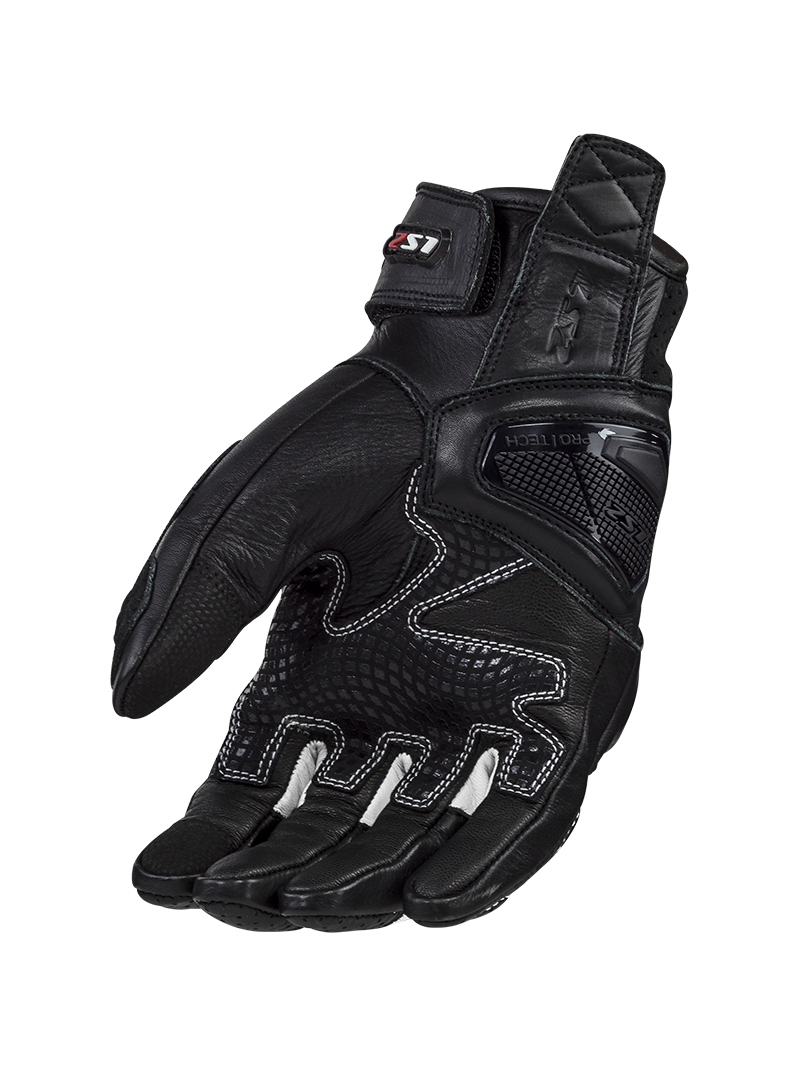 LS2 SPARK 2 LEATHER MAN GLOVES BLACK WHITE 1