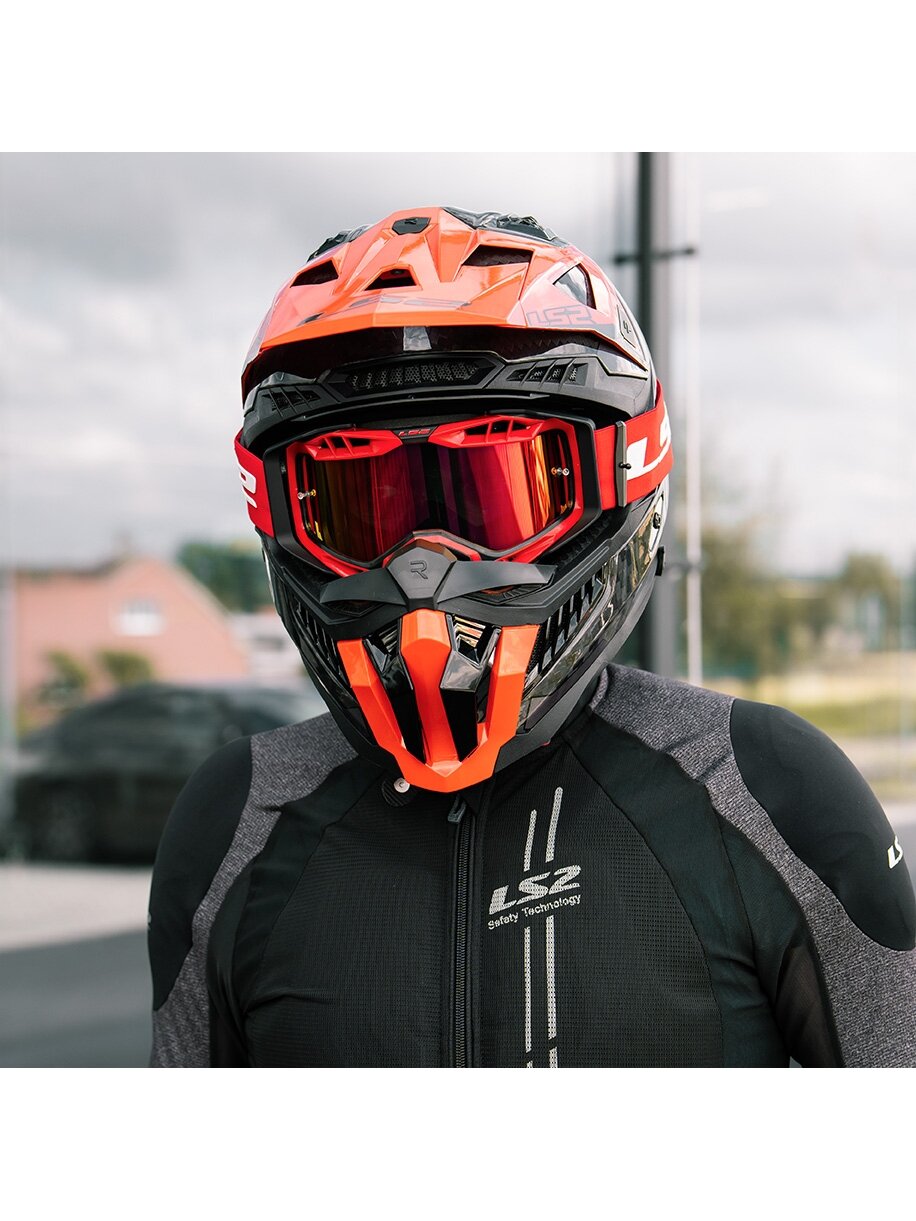 LS2 AURA PRO GOGGLE BLACK RED WITH IRIDIUM VISOR 1 LS2 AURA PRO GOGGLE BLACK RED WITH IRIDIUM VISOR 1
