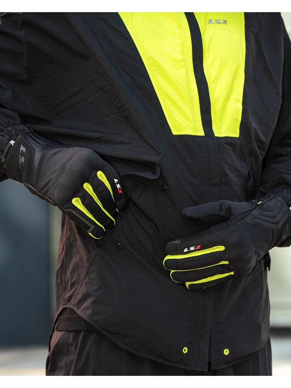 LS2 JET 2 MAN GLOVES BLACK H-V YELLOW 2