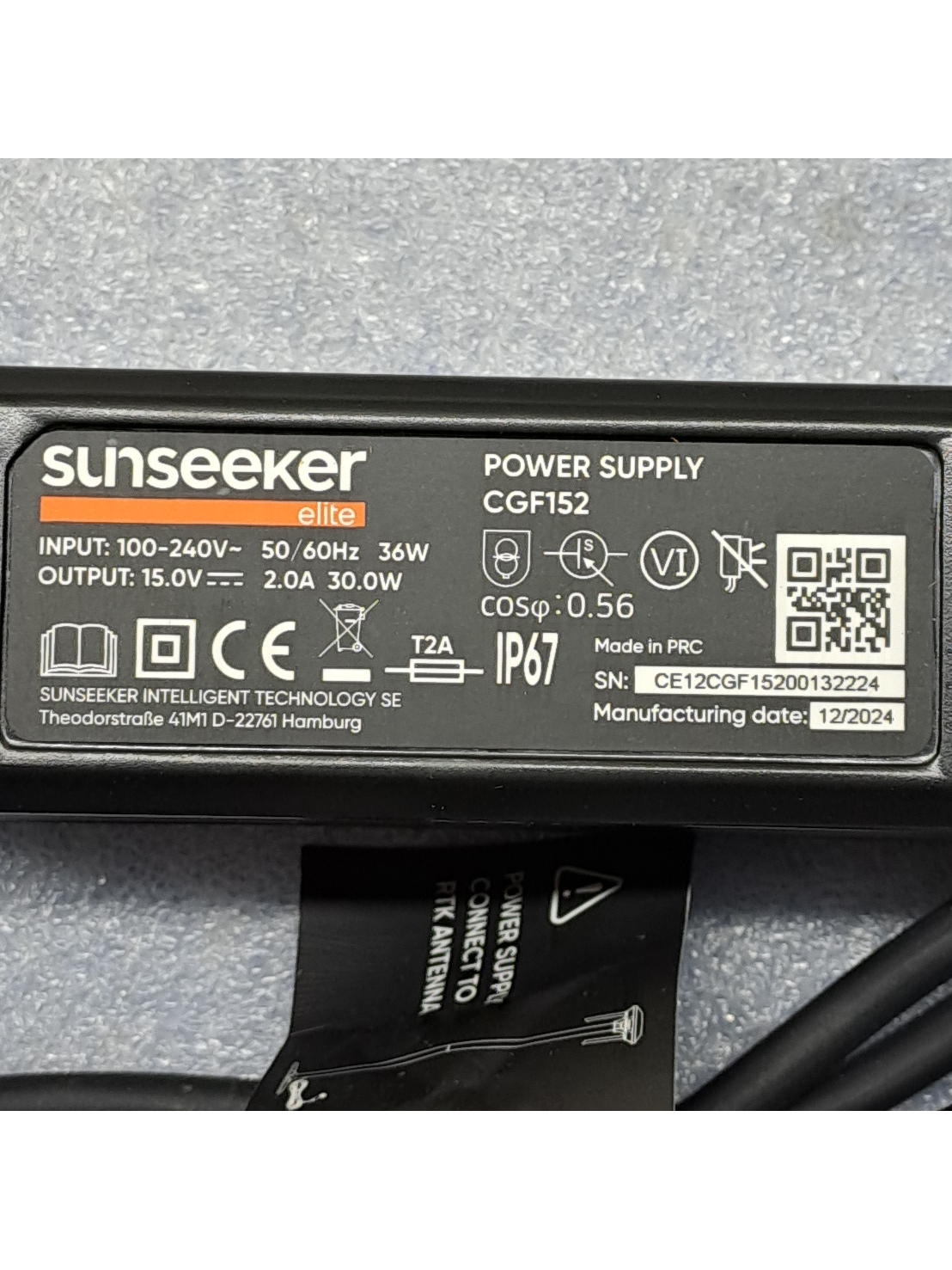 Maitinimo šaltinis 2A Sunseeker vejos robotų RTK antenai 1 Maitinimo šaltinis 2A Sunseeker vejos robotų RTK antenai 1