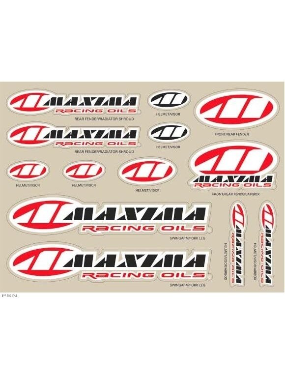 MAXIMA Decal Sheet - Assorted logos 15 mil / Size 11" x 14" (28cm x 23.5cm) MAXIMA Decal Sheet - Assorted logos 15 mil / Size 11" x 14" (28cm x 23.5cm)