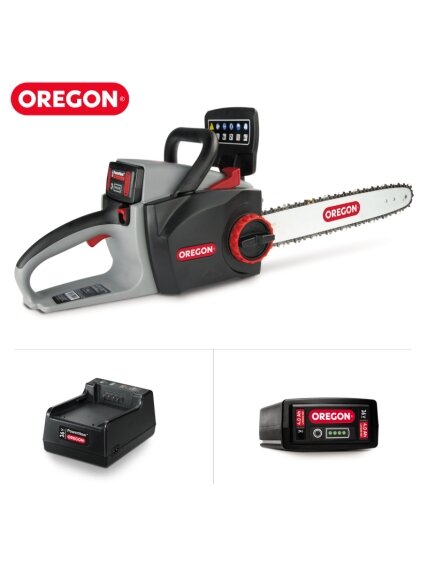 Oregon CS300 akumuliatorinis grandininis pjūklas su akumuliatoriumi ir įkrovikliu Oregon CS300 akumuliatorinis grandininis pjūklas su akumuliatoriumi ir įkrovikliu