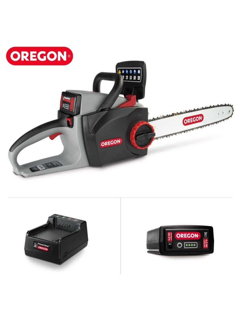 Oregon CS300 akumuliatorinis grandininis pjūklas su akumuliatoriumi ir įkrovikliu