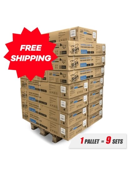 PALLET OF SHARK SNOW PLOW 60" (152cm) DELUXE WITH QUICK ATTACH ADAPTER 9 SETS PALLET OF SHARK SNOW PLOW 60" (152cm) DELUXE WITH QUICK ATTACH ADAPTER 9 SETS