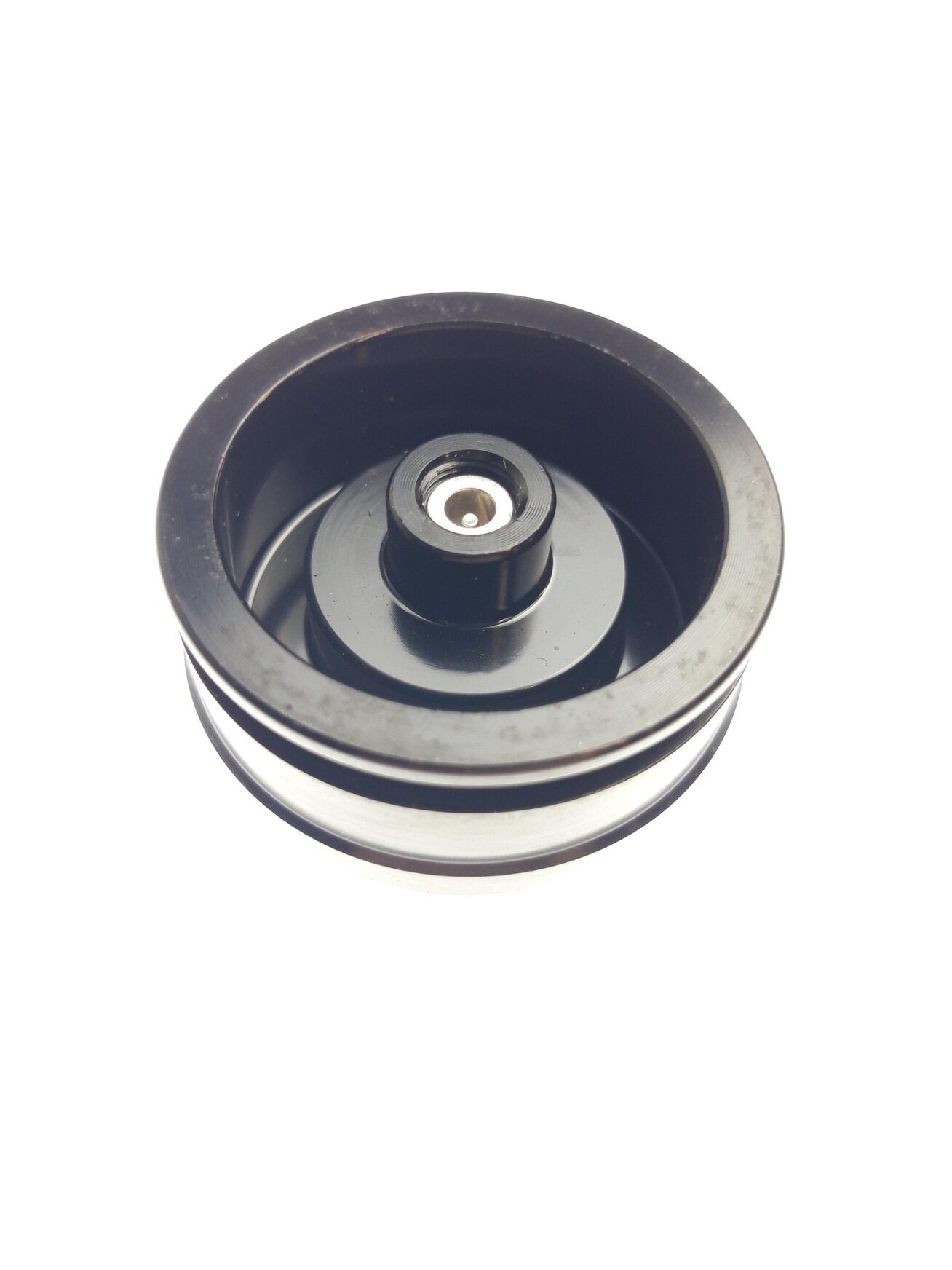 Reservoir End Cap:(1.834 Bore,5/16-32, .900 TLG) Al 6061, Black Ano II,Laser Etch Warning 1 Reservoir End Cap:(1.834 Bore,5/16-32, .900 TLG) Al 6061, Black Ano II,Laser Etch Warning 1