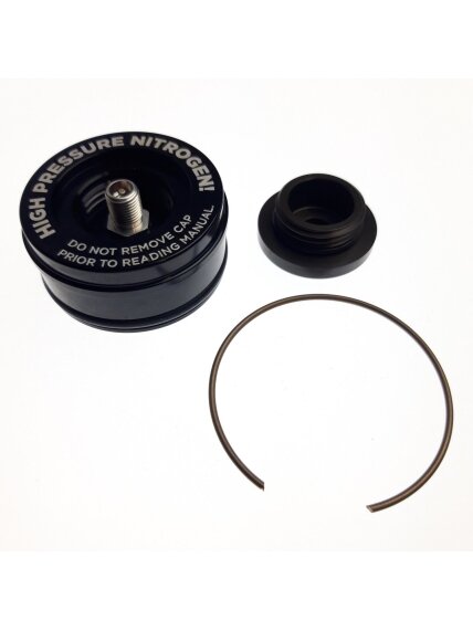 Reservoir End Cap Assembly:(1.834 Bora)Al6061, Black Ano II, Laser Etch Warning, Threaded Reservoir End Cap Assembly:(1.834 Bora)Al6061, Black Ano II, Laser Etch Warning, Threaded