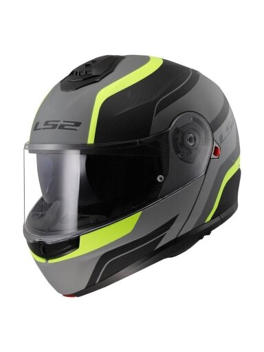 ŠALMAS LS2 FF908 STROBE II MONZA – MATINĖ JUODA / HI-VIZ GELTONA SPALVA