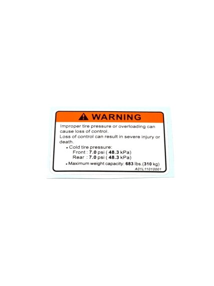 TIRE PRESSURE LABEL TIRE PRESSURE LABEL