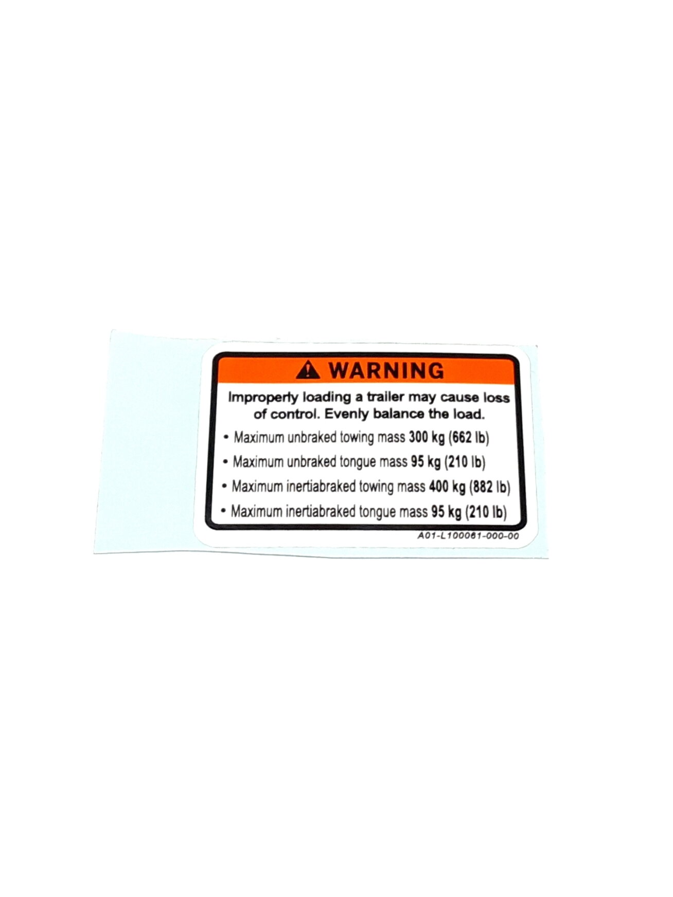 TOWING LABEL, SHORT