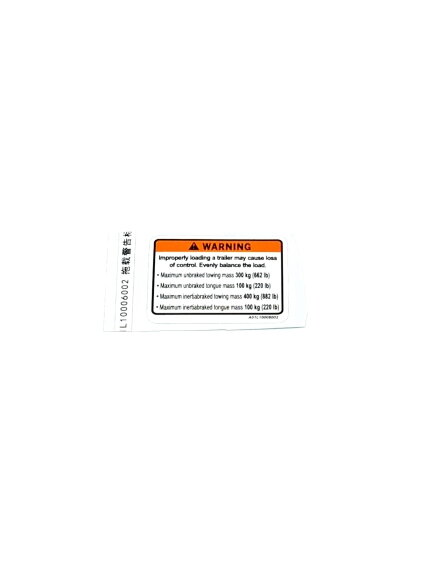 TOWING WARNING LABEL TOWING WARNING LABEL