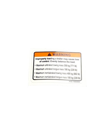 TOWING WARNING LABEL TOWING WARNING LABEL