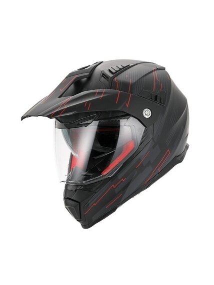 Vito Molino Cross Helmet – Matt Black / Red | ECE 22.06, Sun Visor, Ventilation