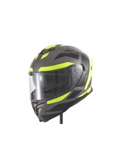 Vito Presto Full-Face Helmet – Titanium/Black/Fluor | ECE 22.06, Integrated Sun Visor, Pinlock 1