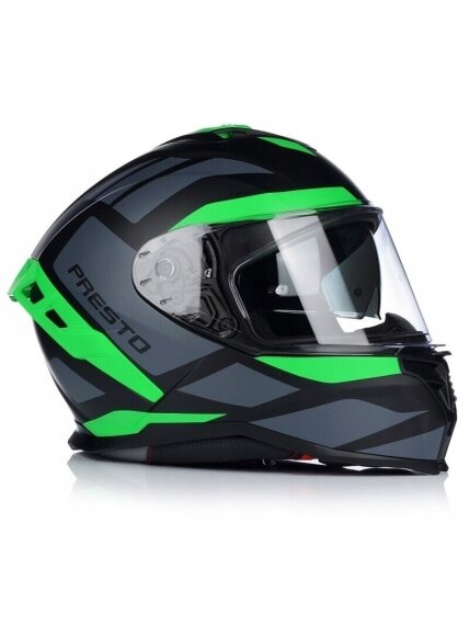 Vito Presto Helmet with Sun Visor – Matt Black/Green | ECE 22.06, Pinlock Ready 1 Vito Presto Helmet with Sun Visor – Matt Black/Green | ECE 22.06, Pinlock Ready 1