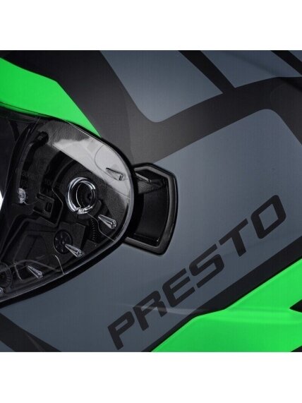 Vito Presto Helmet with Sun Visor – Matt Black/Green | ECE 22.06, Pinlock Ready 10