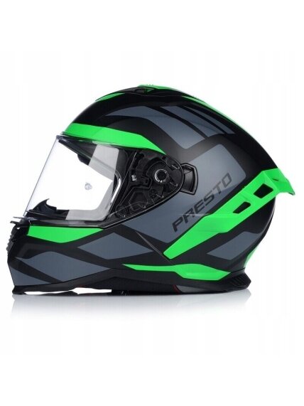 Vito Presto Helmet with Sun Visor – Matt Black/Green | ECE 22.06, Pinlock Ready Vito Presto Helmet with Sun Visor – Matt Black/Green | ECE 22.06, Pinlock Ready