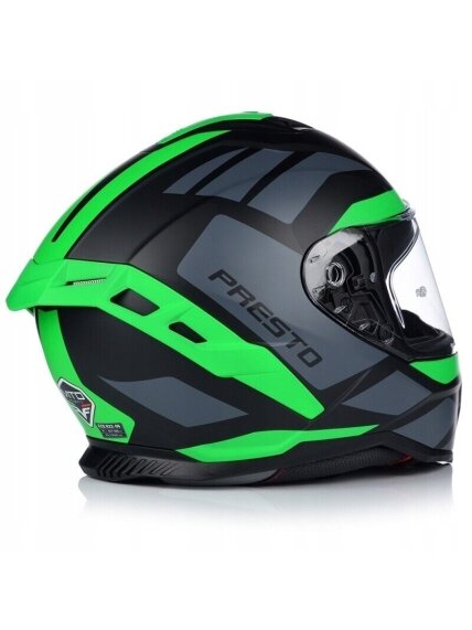 Vito Presto Helmet with Sun Visor – Matt Black/Green | ECE 22.06, Pinlock Ready 2 Vito Presto Helmet with Sun Visor – Matt Black/Green | ECE 22.06, Pinlock Ready 2