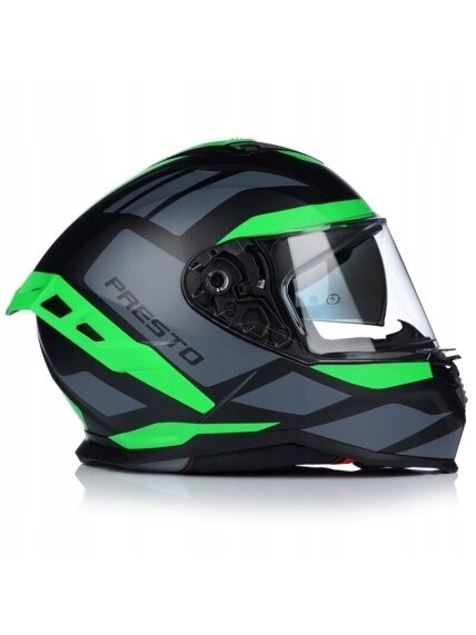 Vito Presto Helmet with Sun Visor – Matt Black/Green | ECE 22.06, Pinlock Ready 3