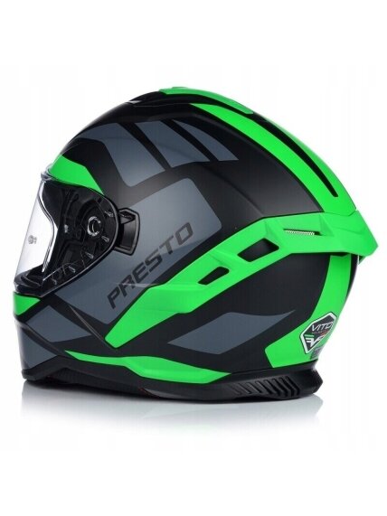 Vito Presto Helmet with Sun Visor – Matt Black/Green | ECE 22.06, Pinlock Ready 4