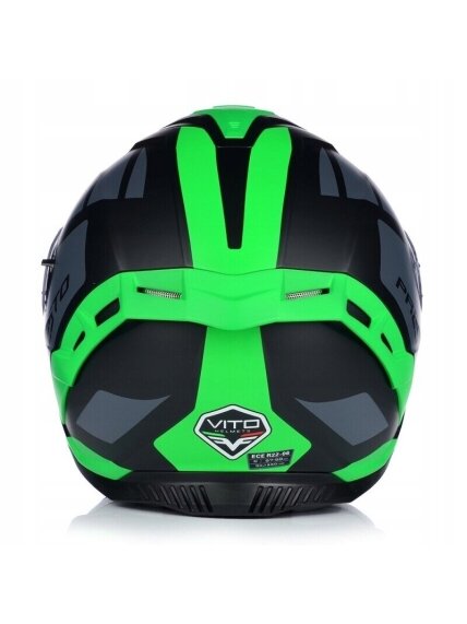 Vito Presto Helmet with Sun Visor – Matt Black/Green | ECE 22.06, Pinlock Ready 5 Vito Presto Helmet with Sun Visor – Matt Black/Green | ECE 22.06, Pinlock Ready 5