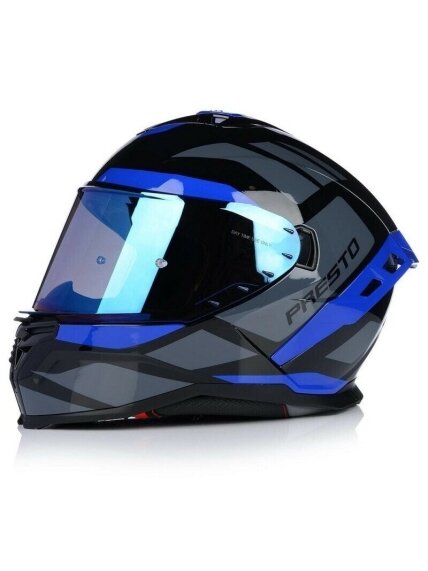 Vito Presto Helmet with Sun Visor – Shiny Blue/Black | ECE 22.06, Pinlock Ready 4