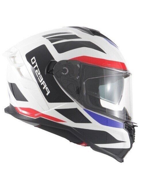 Vito Presto Helmet with Sun Visor – Shiny White/Deco | ECE 22.06, Pinlock Ready 1