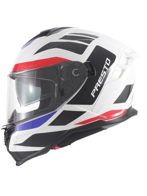 Vito Presto Helmet with Sun Visor – Shiny White/Deco | ECE 22.06, Pinlock Ready Vito Presto Helmet with Sun Visor – Shiny White/Deco | ECE 22.06, Pinlock Ready