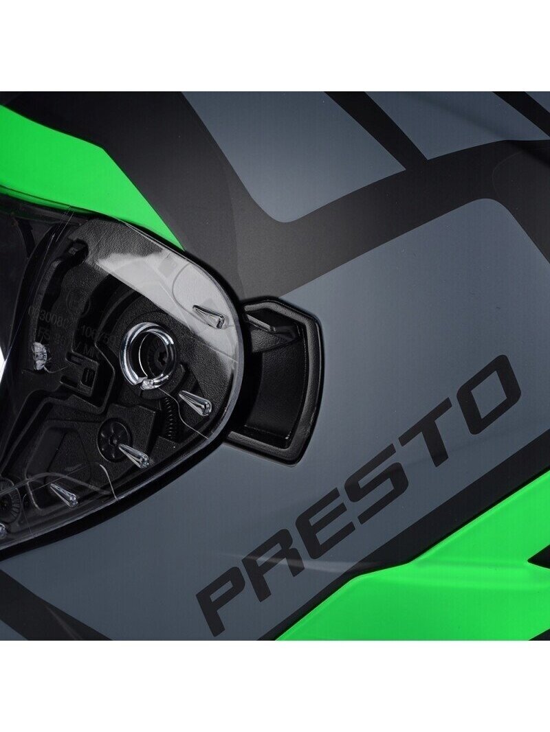 Vito Presto Helmet with Sun Visor – Matt Black/Green | ECE 22.06, Pinlock Ready 10 Vito Presto Helmet with Sun Visor – Matt Black/Green | ECE 22.06, Pinlock Ready 10