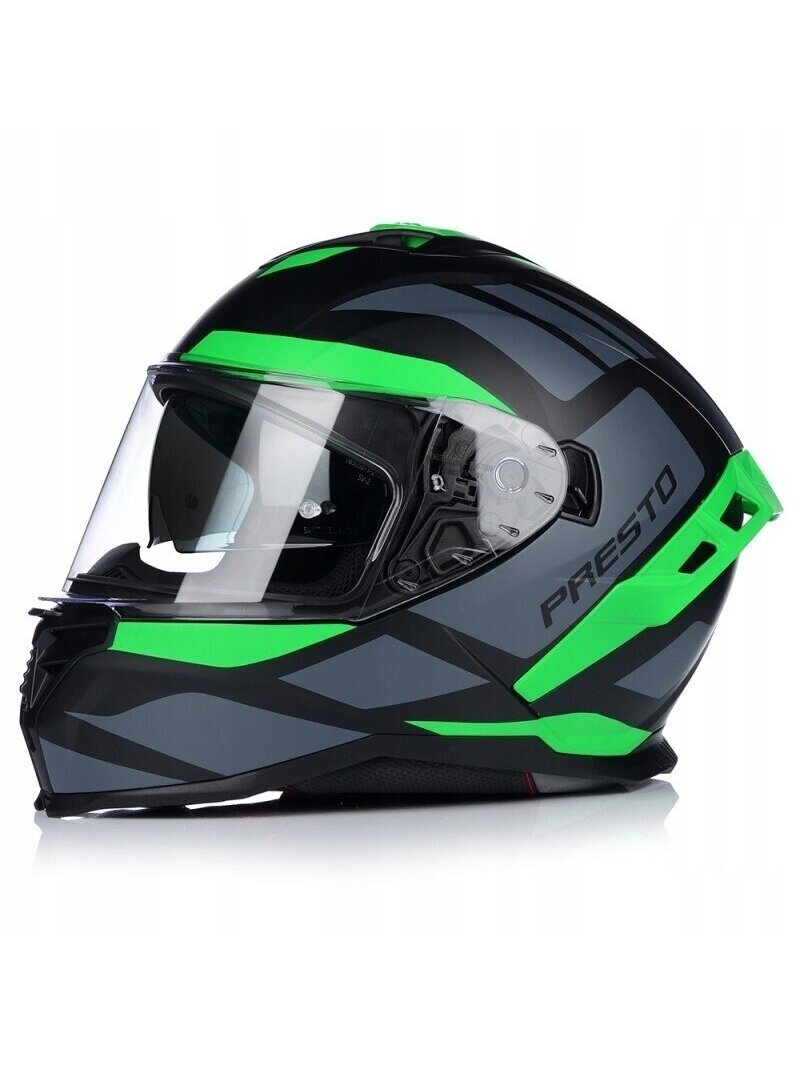 Vito Presto Helmet with Sun Visor – Matt Black/Green | ECE 22.06, Pinlock Ready 8 Vito Presto Helmet with Sun Visor – Matt Black/Green | ECE 22.06, Pinlock Ready 8