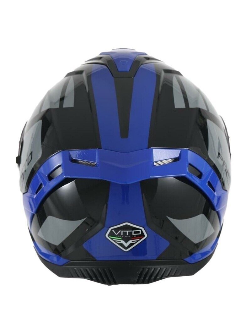 Vito Presto Helmet with Sun Visor – Shiny Blue/Black | ECE 22.06, Pinlock Ready 3