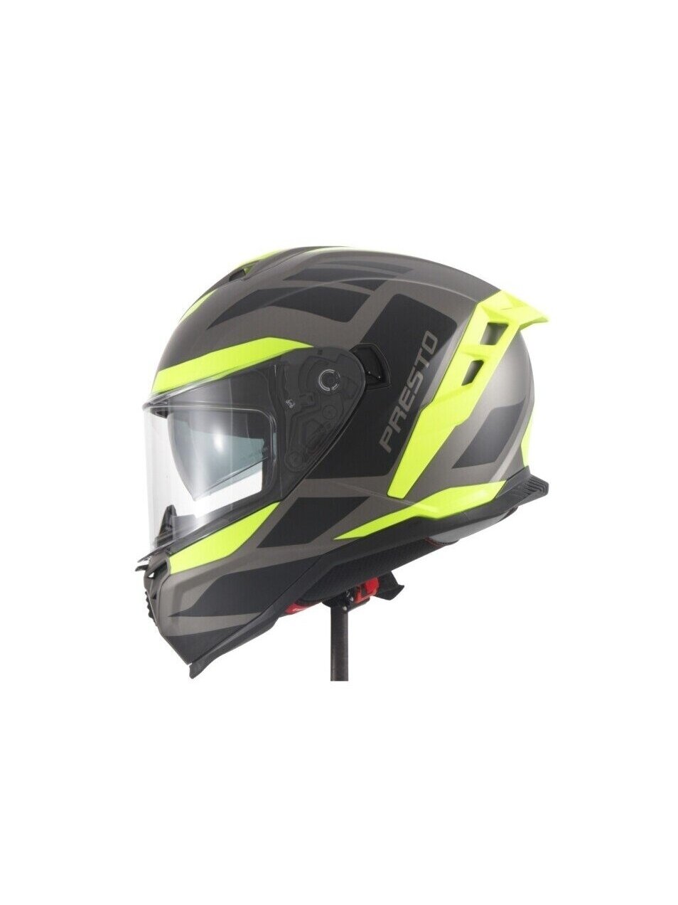 Vito Presto Full-Face Helmet – Titanium/Black/Fluor | ECE 22.06, Integrated Sun Visor, Pinlock