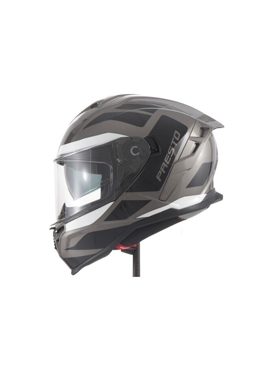 Vito Presto Helmet with Sun Visor – Shiny Grey/Black | ECE 22.06, Pinlock Ready